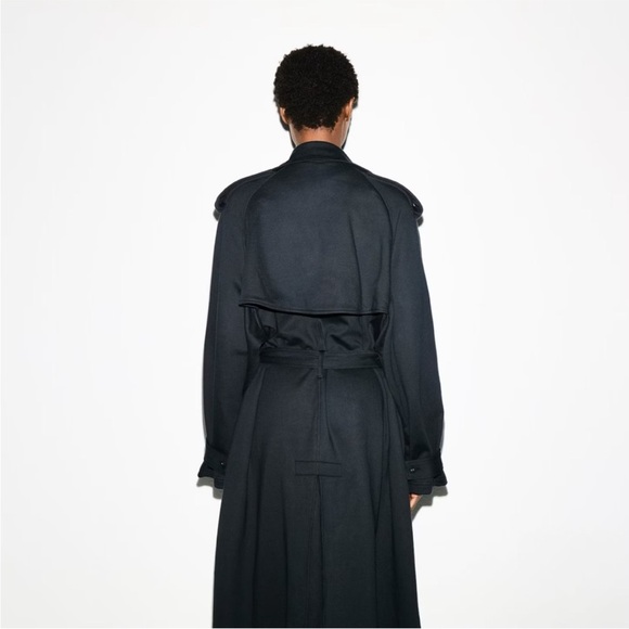 NEW Skims Boyfriend Fleece Onyx Oversized Black Trench Coat Revolve size XL NEW - Picture 2 of 9